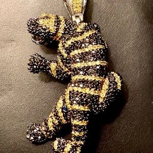 Diamond and Italian silver Black and Gold Tiger Pendant
